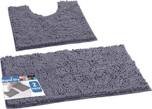 Load image into Gallery viewer, LuxUrux Bathroom Rugs Luxury Chenille 2-Piece Bath Mat Set, Dark Gray