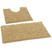 Load image into Gallery viewer, LuxUrux Bathroom Rugs Luxury Chenille 2-Piece Bath Mat Set, Beige