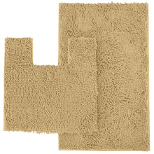 Load image into Gallery viewer, 2 Piece Bath Rug + Square Cutout Toilet Mat Set,