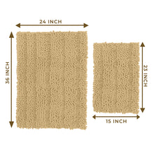 Load image into Gallery viewer, 2 Piece Rectangular Bath Rug Set, 15x23 + 24x36 inch, Beige