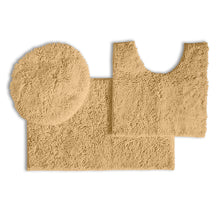 Load image into Gallery viewer, 3pc Set (Style B) Bath Rug + U Shape Toilet Mat + Round Toilet Lid Cover Rug, Beige