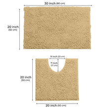 Load image into Gallery viewer, LuxUrux Bathroom Rugs Luxury Chenille 2-Piece Bath Mat Set, Beige