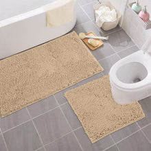 Load image into Gallery viewer, Bathroom Rugs Luxury Chenille 2-Piece Bath Mat Set, Large, Beige