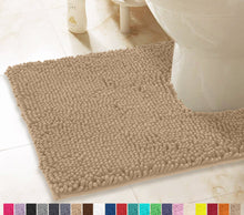 Load image into Gallery viewer, U-Shaped Contoured Rug for Around Toilet, Super Absorbent Bath Rug, Machine Wash & Dry, 20 x 20, Beige