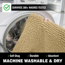 Load image into Gallery viewer, 2 Piece Bath Rug + Square Cutout Toilet Mat Set, Beige