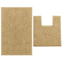 Load image into Gallery viewer, 2 Piece Bath Rug + Square Cutout Toilet Mat Set,