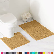 Load image into Gallery viewer, Luxury Chenille Bathroom Rugs 2-Piece Bath Mat Set, Small, Beige