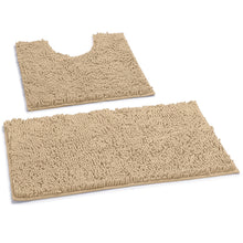 Load image into Gallery viewer, LuxUrux Bathroom Rugs Luxury Chenille 2-Piece Bath Mat Set, Birch