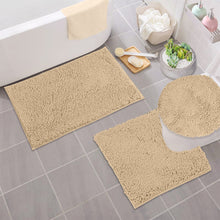 Load image into Gallery viewer, 3pc Set (Style B) Bath Rug + U Shape Toilet Mat + Round Toilet Lid Cover Rug, Birch