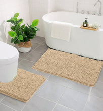 Load image into Gallery viewer, LuxUrux Bathroom Rugs Luxury Chenille 2-Piece Bath Mat Set, Birch