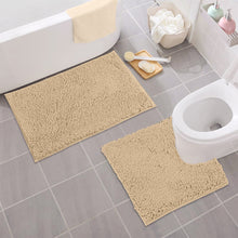 Load image into Gallery viewer, LuxUrux Bathroom Rugs Luxury Chenille 2-Piece Bath Mat Set, Birch
