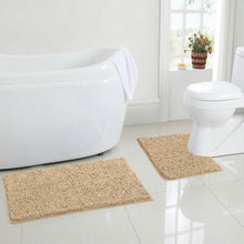 Load image into Gallery viewer, LuxUrux Bathroom Rugs Luxury Chenille 2-Piece Bath Mat Set, Birch