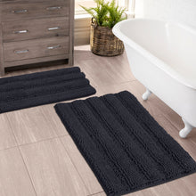 Load image into Gallery viewer, 2 Piece Rectangular Bath Rug Set, 15x23 + 20x30  inch, Black