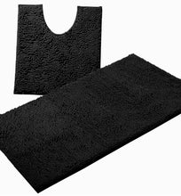 Load image into Gallery viewer, Bathroom Rugs Luxury Chenille 2-Piece Bath Mat Set, Large, Black