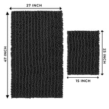 Load image into Gallery viewer, Rectangular 2 Piece Bath Rug Set, 15x23 + 27x47 inch, Black