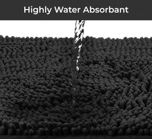 Load image into Gallery viewer, 2 Piece Bath Rug + Square Cutout Toilet Mat Set, Black