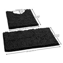 Load image into Gallery viewer, Luxury Chenille Bathroom Rugs 2-Piece Bath Mat Set, Small, Black
