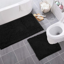 Load image into Gallery viewer, Bathroom Rugs Luxury Chenille 2-Piece Bath Mat Set, Large, Black