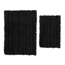 Load image into Gallery viewer, 2 Piece Rectangular Bath Rug Set, 15x23 + 24x36 inch, Black