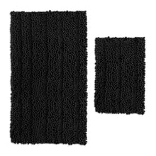 Load image into Gallery viewer, 2 Piece Rectangular Bath Rug Set, 15x23 + 27x47 inch, Black