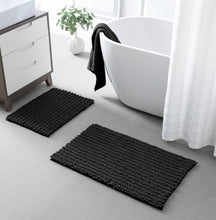 Load image into Gallery viewer, Rectangular 2 Piece Bath Rug Set | 20x30 + 15x23 inch | Black