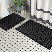 Load image into Gallery viewer, Rectangular 2 Piece Bath Rug Set | 20x30 + 15x23 inch | Black