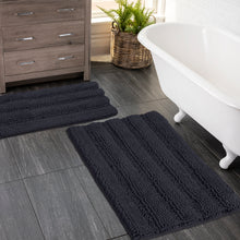 Load image into Gallery viewer, 2 Piece Rectangular Bath Rug Set, 15x23 + 20x30  inch, Black