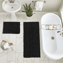 Load image into Gallery viewer, 2 Piece Rectangular Bath Rug Set, 15x23 + 27x47 inch, Black