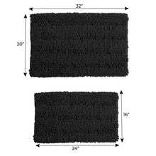 Load image into Gallery viewer, 2 Piece Rectangular Bath Rug Set, 15x23 + 20x30  inch, Black