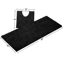 Load image into Gallery viewer, Luxury Microfiber 2-Piece Toilet & Bath Mat Set, XL, Black