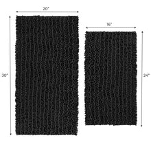 Load image into Gallery viewer, Rectangular 2 Piece Bath Rug Set | 20x30 + 15x23 inch | Black