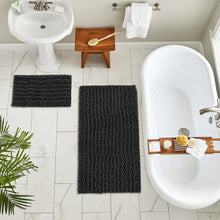 Load image into Gallery viewer, Rectangular 2 Piece Bath Rug Set, 15x23 + 24x36 inch, Black