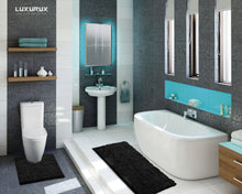 Load image into Gallery viewer, Luxury Microfiber 2-Piece Toilet & Bath Mat Set, XL, Black