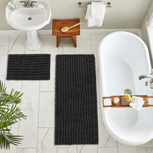 Load image into Gallery viewer, Rectangular 2 Piece Bath Rug Set, 15x23 + 27x47 inch, Black