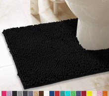 Load image into Gallery viewer, U-Shaped Toilet Bathroom Rug, 20x23, Black