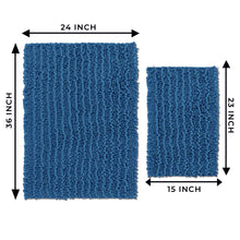Load image into Gallery viewer, Rectangular 2 Piece Bath Rug Set, 15x23 + 24x36 inch, Blue