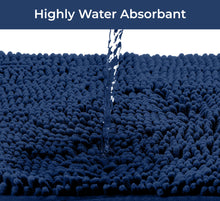 Load image into Gallery viewer, 2 Piece Bath Rug + Square Cutout Toilet Mat Set, Blue