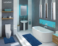 Load image into Gallery viewer, Luxury Microfiber 2-Piece Toilet & Bath Mat Set, XL, Blue