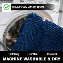 Load image into Gallery viewer, LuxUrux Bathroom Rugs Luxury Chenille 2-Piece Bath Mat Set, Blue