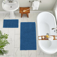 Load image into Gallery viewer, Rectangular 2 Piece Bath Rug Set, 15x23 + 24x36 inch, Blue