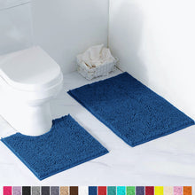Load image into Gallery viewer, Luxury Chenille Bathroom Rugs 2-Piece Bath Mat Set, Small, Blue