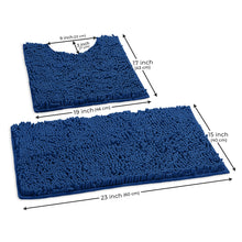 Load image into Gallery viewer, Luxury Chenille Bathroom Rugs 2-Piece Bath Mat Set, Small, Blue