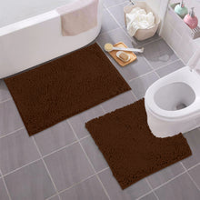 Load image into Gallery viewer, LuxUrux Bathroom Rugs Luxury Chenille 2-Piece Bath Mat Set, Brown