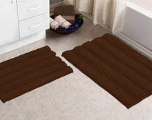 Load image into Gallery viewer, 2 Piece Rectangular Bath Rug Set, 15x23 + 20x30  inch, Brown
