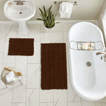 Load image into Gallery viewer, 2 Piece Rectangular Bath Rug Set, 15x23 + 24x36 inch, Brown