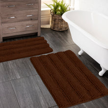 Load image into Gallery viewer, 2 Piece Rectangular Bath Rug Set, 15x23 + 20x30  inch, Brown