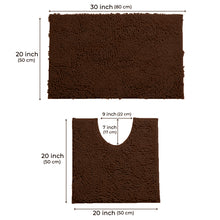 Load image into Gallery viewer, LuxUrux Bathroom Rugs Luxury Chenille 2-Piece Bath Mat Set, Brown