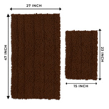 Load image into Gallery viewer, 2 Piece Rectangular Bath Rug Set, 15x23 + 27x47 inch, Brown