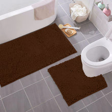 Load image into Gallery viewer, Bathroom Rugs Luxury Chenille 2-Piece Bath Mat Set, Large, Brown