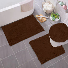 Load image into Gallery viewer, 3pc Set (Style B) Bath Rug + U Shape Toilet Mat + Round Toilet Lid Cover Rug,